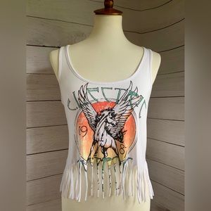 Kirra “Electric Detroit” Cropped Fringe Tank. Size Small. EUC.